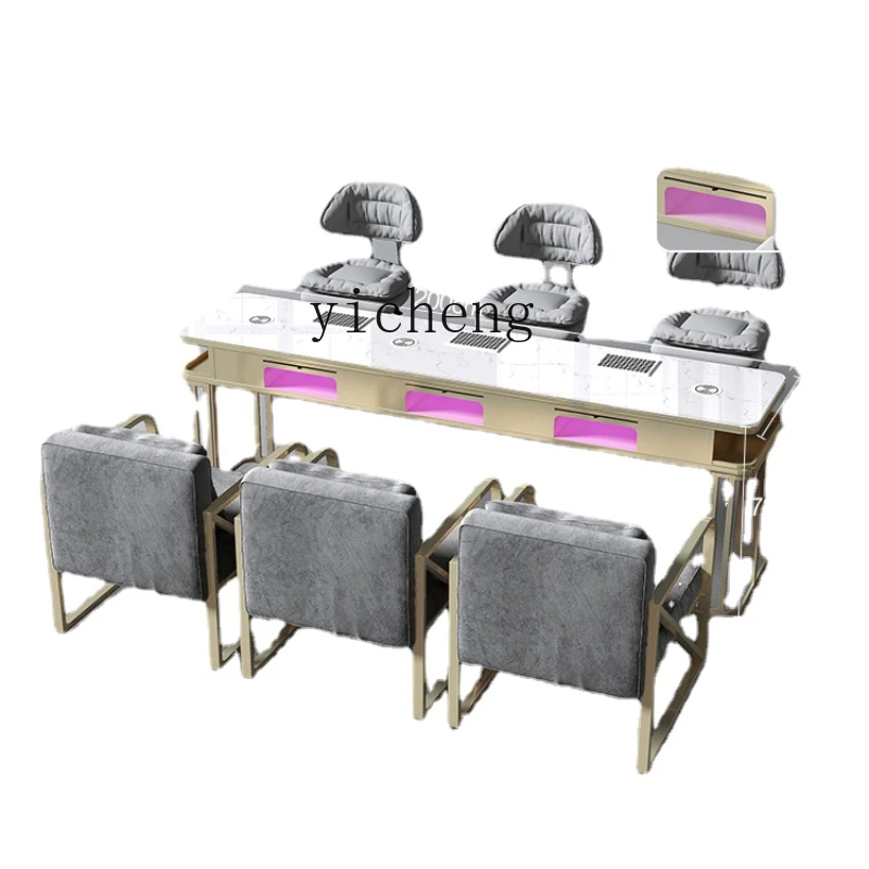 

Zc Marble Nail Table and Chair Set with Induction Brushless Vacuum Cleaner Single Double Three-Person Nail Table