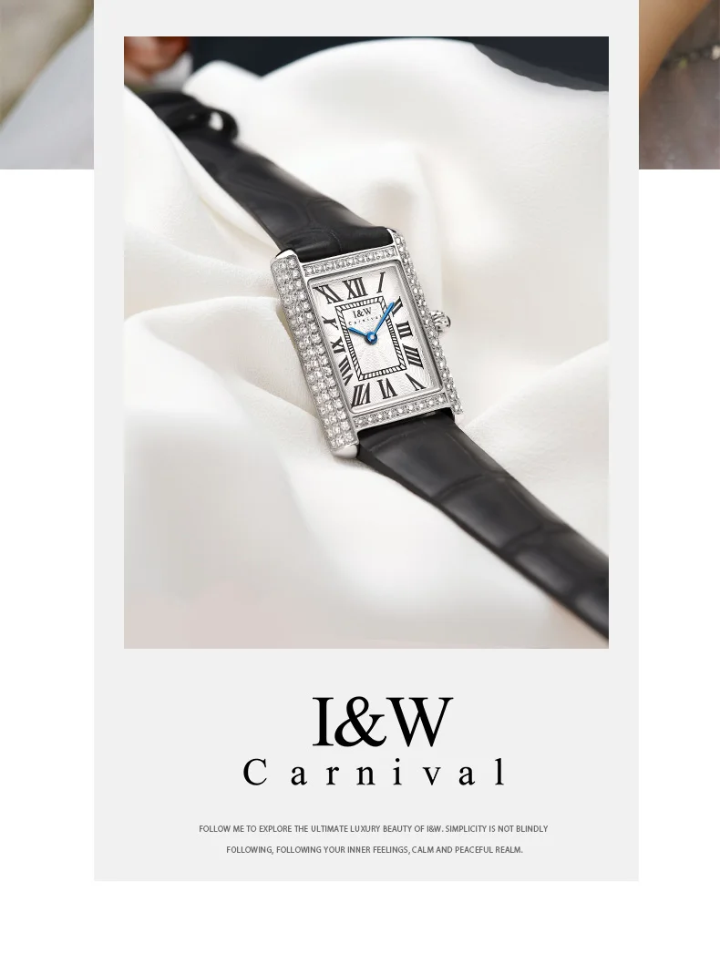 Schweiz KARNEVAL Retro Damen Uhr Schlanke Quadratische Quarz Uhren Frauen 2024 Diamant Lünette Leder Band Wasserdicht Montre Femme_voghion.com