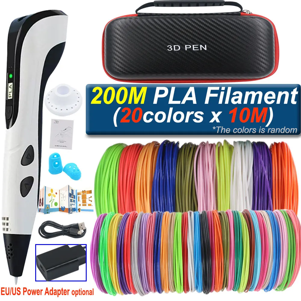 Children's 3D Pen LCD Display Power Adapter Travel Case Colored PLA Filament Christmas Birthday DIY Gift Boys Girls 3d printing pen 3d printing pen filament