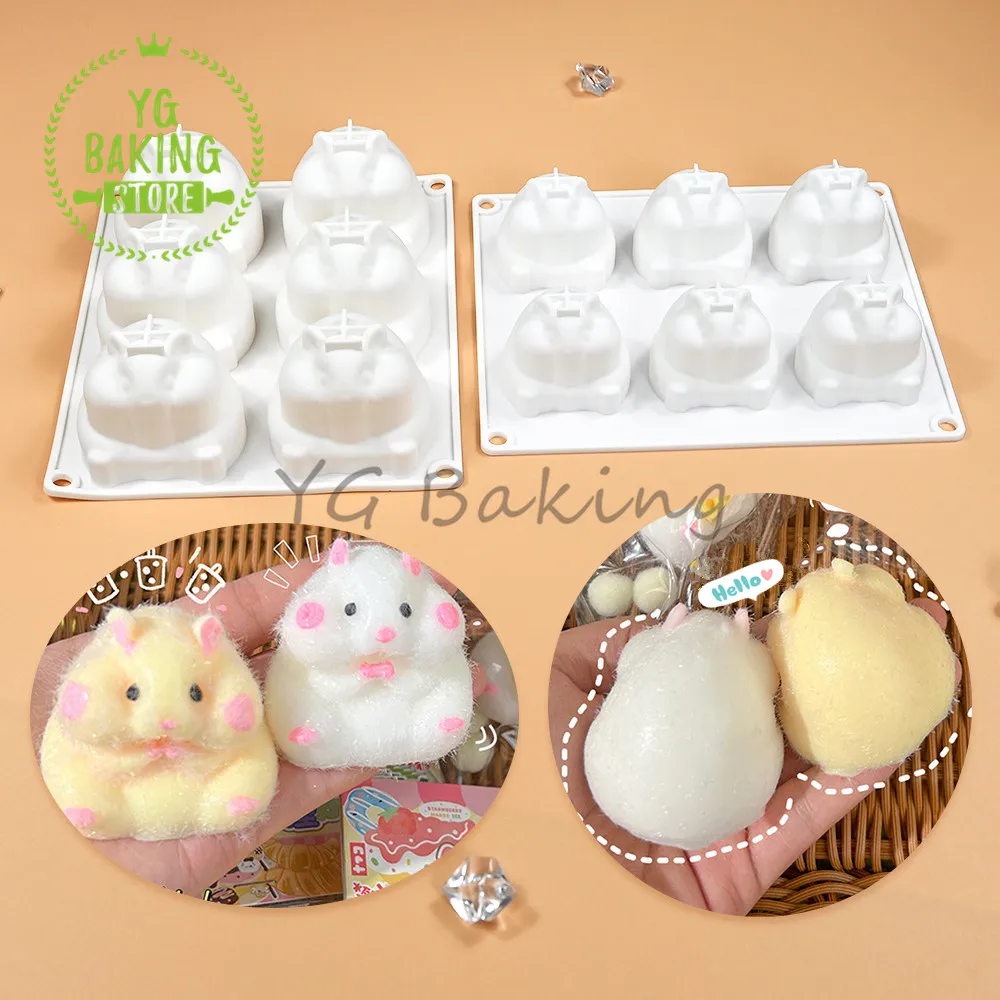 

Dorica 3D Lovely Hamster Pudding Mousse Mould DIY Mochi Dessert Chocolate Silicone Mold Cake Decorating Tools Kitchen Bakeware