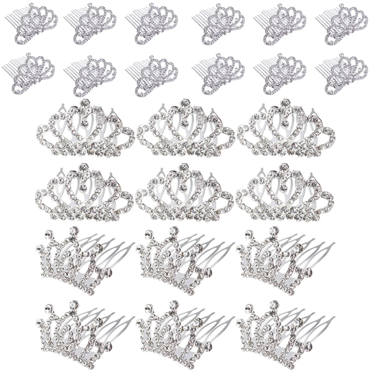 

12pcs Tiara Combs Crown Comb Rhinestone Tiara Crown with Comb Flower Girl Headpiece for Wedding Birthday Party