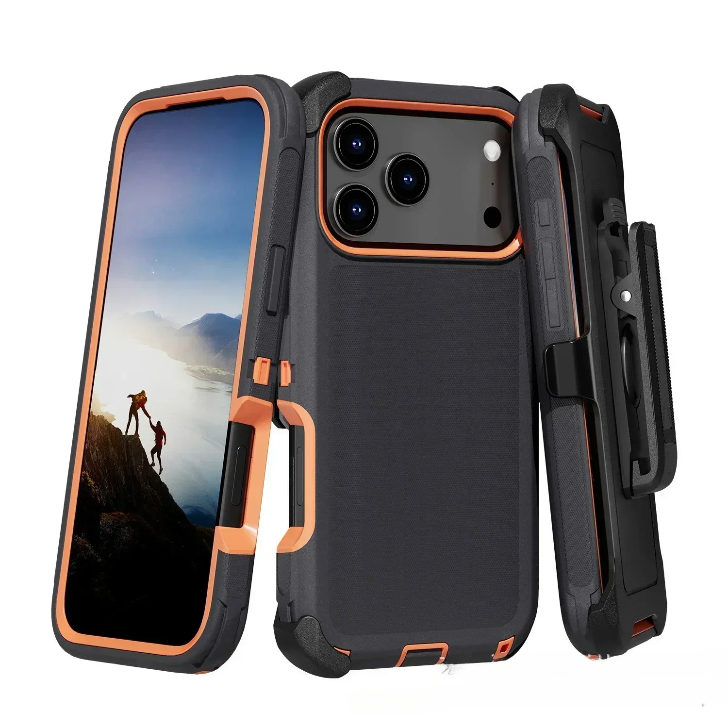 Military Armor Shockproof 3-in-1 Phone Case with Belt Clip Cover