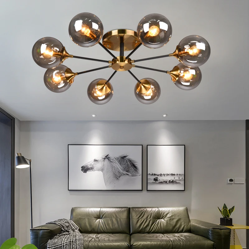 Nordic Living Room Chandeliers luster E27 Base Led Ceiling Lamps For Bedroom Kitchen Dining Luxury Glass Bulb Lighting Fixture