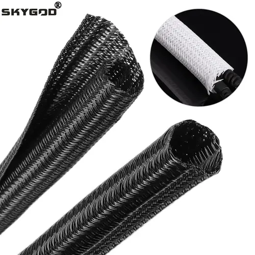 1~50m Expandable Cable Sleeve PET Braided Self Closed Auto Insulated Wrap Flexible Pipe Tube Split Line Protector Wire Organizer