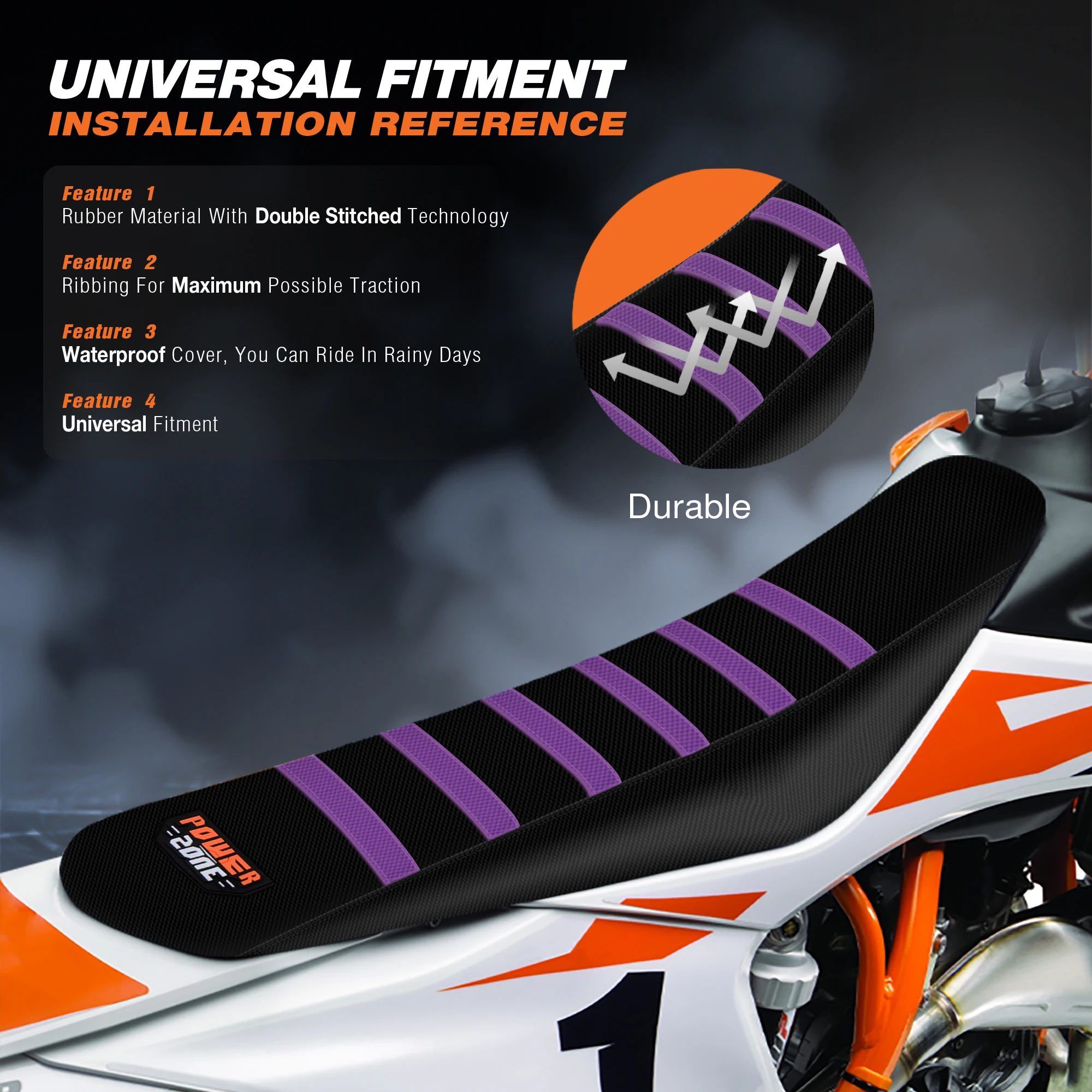 Universal Black Waterproof Motorcycle Seat Cover with UV Protection