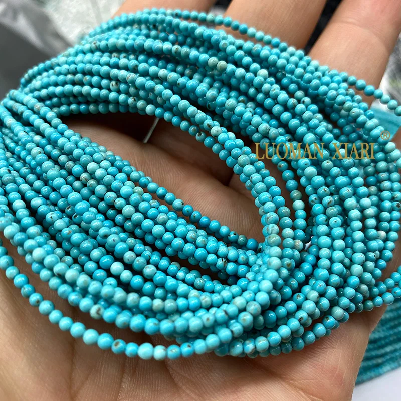 Natural Blue Turquoises Smooth Loose Round Stone Beads Jewelry Making DIY Bracelet Earrings Necklace Accessories 2 3 4MM loose stone beads