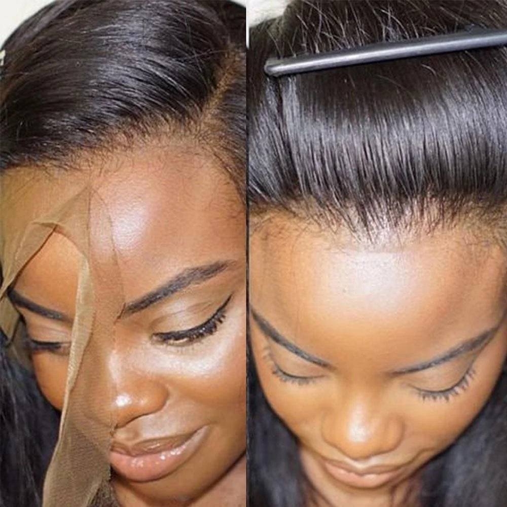 Real Full Lace Wig Straight Human Hair Wigs Black Women Natural Brazilian HD Transparent Lace Frontal Wig Pre Plucked Remy