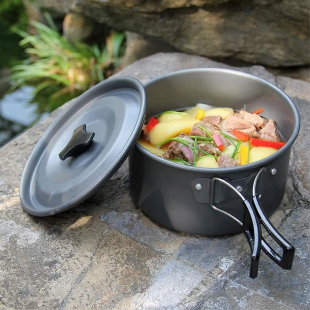 Portable Camping Pot Ultralight Camping Cooking Utensils Travel Cookware Camp  Cooking Outdoor Tableware Pot Set Hiking Picnic - AliExpress