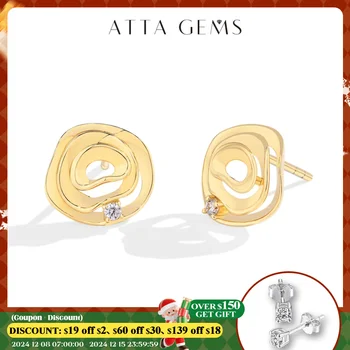 ATTAGEMS Romantic Moissanite Stud Earrings for Women Rose Design Hollow S925 Sterling Silver Engagement Wedding Vintage Gift New