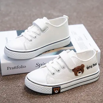 Girls' Shoes 2025 Spring and Summer New Children's Canvas Shoes Little Girl Casual Board Shoes Boys Big Boy Sports White Shoes