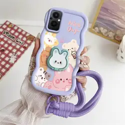 Curious Animals Phone Case Set with Lanyard and Rabbit Stand - OPPO Reno8 T 4G (PURPLE)
