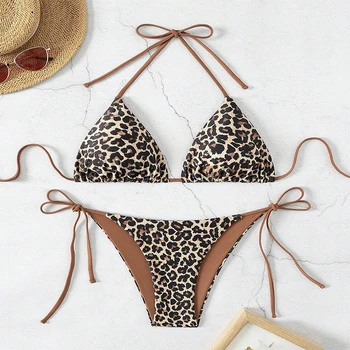 2025 New Summer Swimwear Bikini Set Sexy Leopard Bikini 2 Piece Set Women Split Swimsuit High Waist Beach Style Bikini