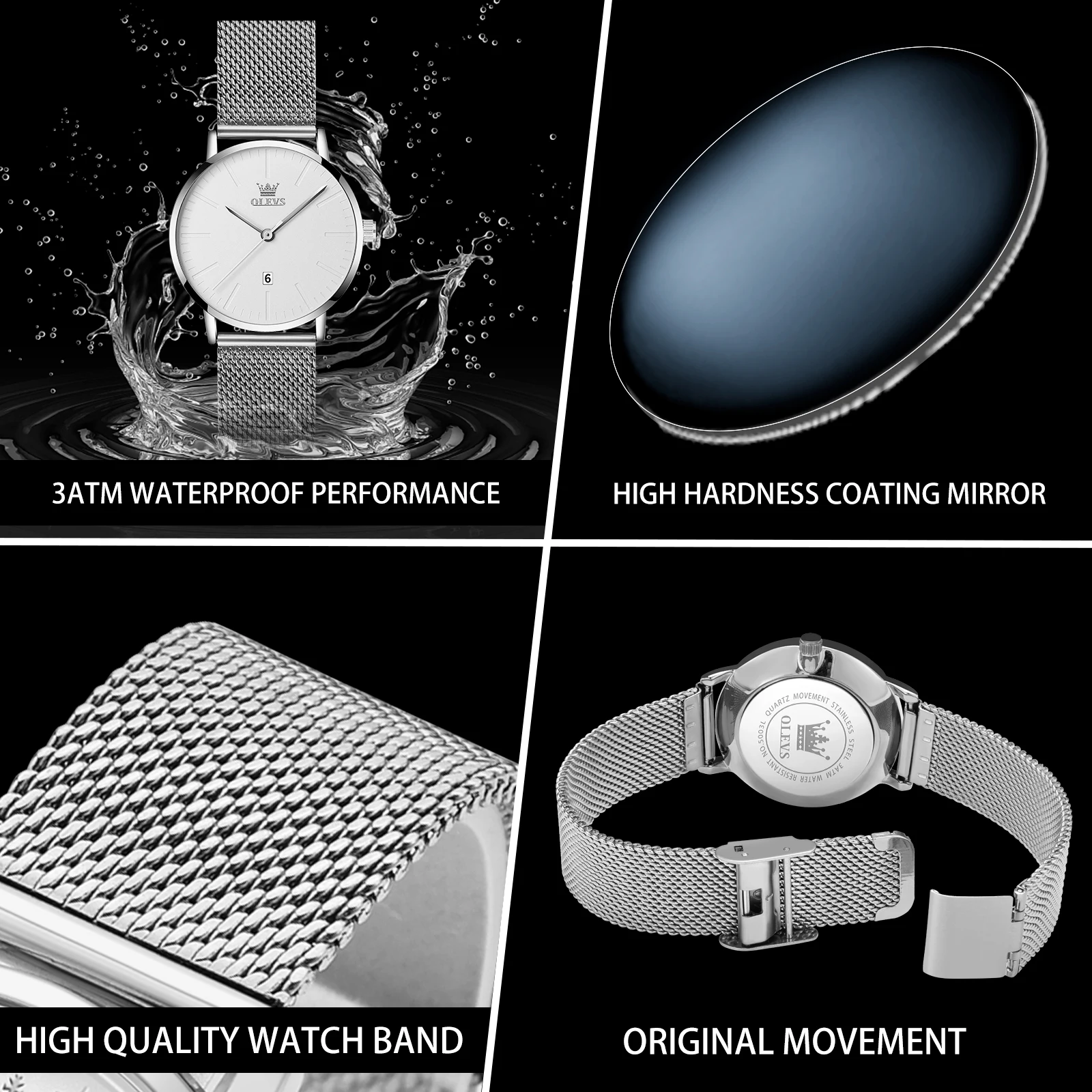 OLEVS Watch for Men Ultra Thin Quartz Watches Steel Strap Waterproof Sport Original Mens Wristwatch Fashion Casual Reloj Hombre 2