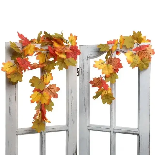2025 Halloween Simulated Maple Leaf Vine Wall Hanging Autumn Party Wall Hanging Rattan Harvest Festival Leaf Rattan Maple Decor 6
