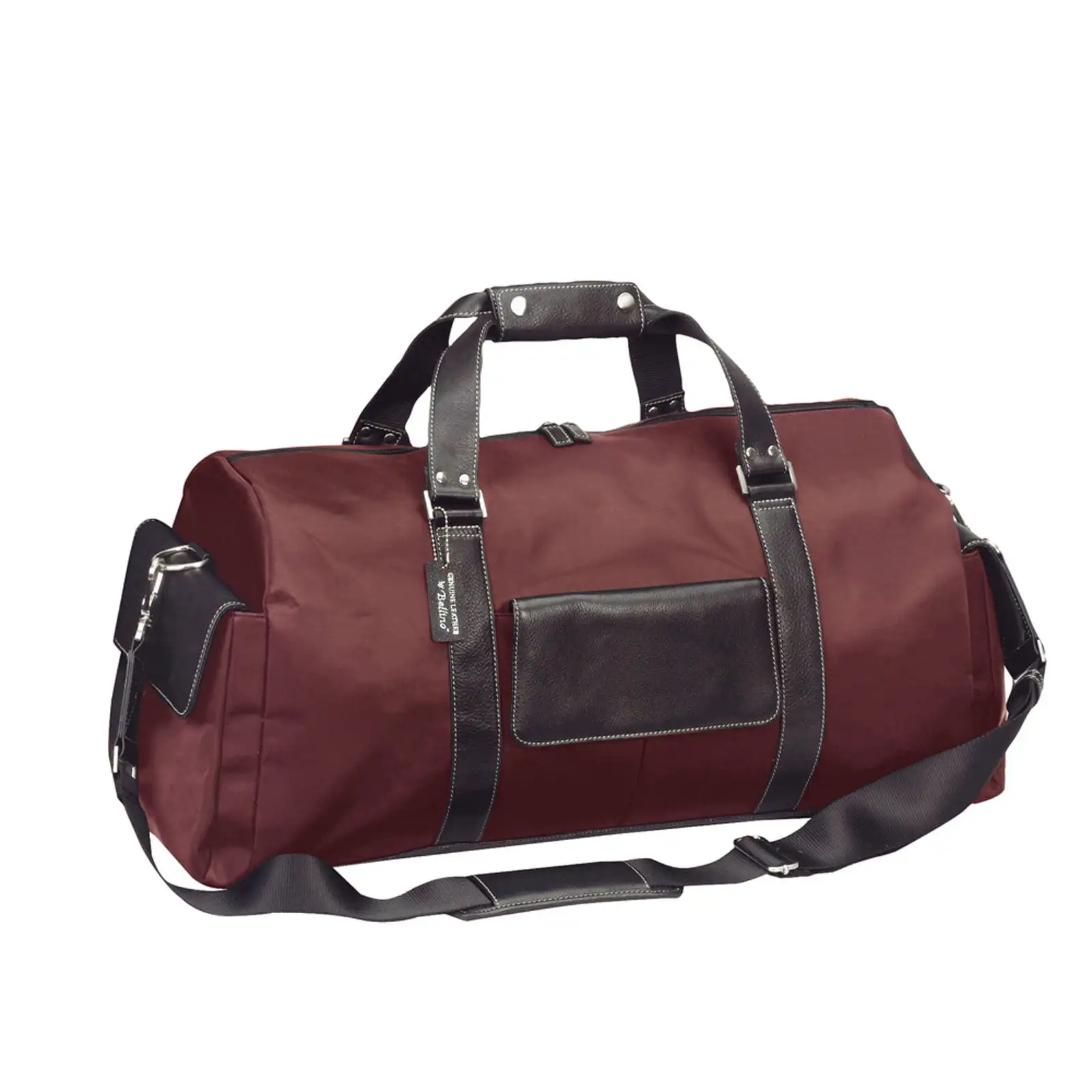 

Black Leather Bellino Italian Carry-on Duffel Bag
