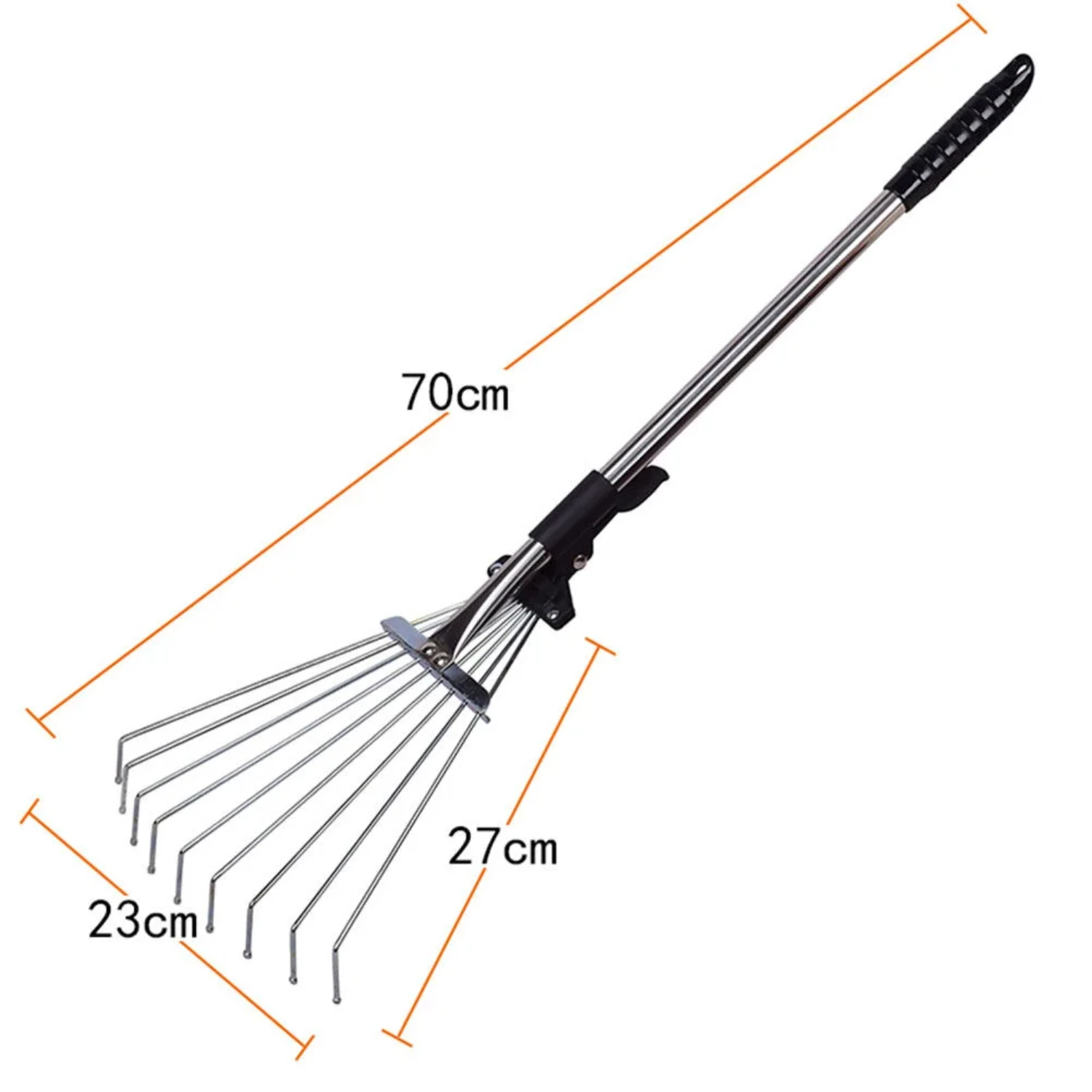 Speedy Retractable Metal Leaf Rake-Clear Leaves and Grass with Ease, Durable & Efficient for Neat Outdoor Space.