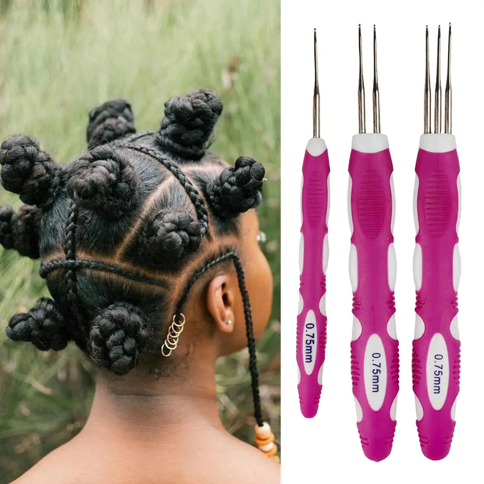 Dreadlocks Crochet Hooks 0.75mm With Handle Hair Extensions Braid Hair Tool Dreadlock Crochet Needle 1 Hook 2 Hooks 3 crochet hooks,hair extensions tool
