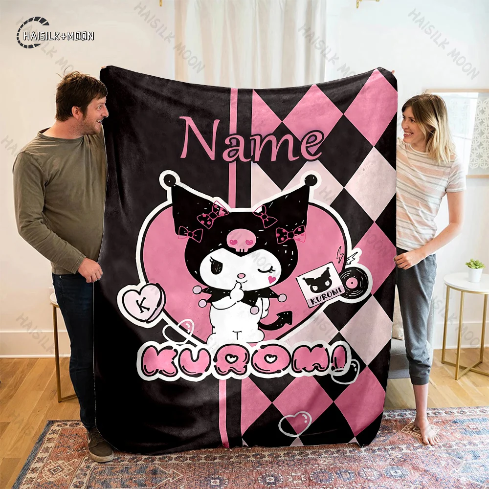 Customized Name Personalized Blanket Sanrio Kuromi Printed Blanket Soft and Comfortable Home Travel Adult and Warm Blanket 5