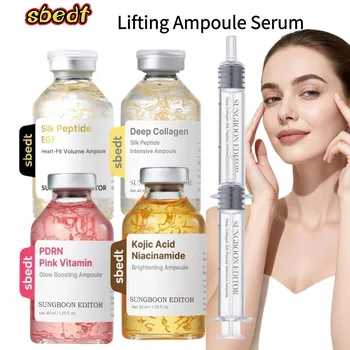 Set Siero Lifting in Fiala 40ml, Essenza per la Cura della Pelle con Peptidi di Seta, Acido Kojico, Niacinamide, Collagene e Vitamina, Anti-Rughe e Idratante