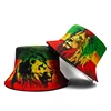 Top Rasta Style Bucket Hat Lion Cartoon Printing Pattern Fisherman Hats Double Sides Panama Cap For Men Women Outdoor Sun Caps 2