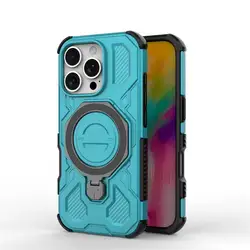 Shockproof Magnetic Airbag Armor Case with Rotatable Kickstand and Anti-Drop Protection for Poco F7 (Green)