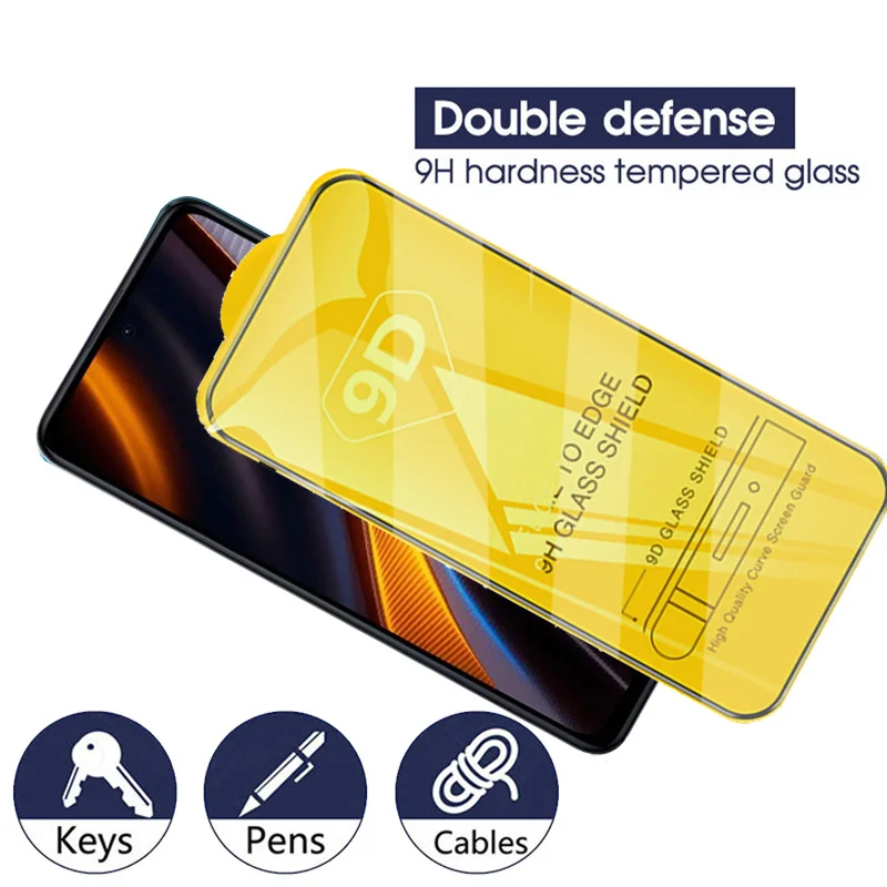 Protector de pantalla de vidrio templado 4 en 1 para POCO X6 Pro 5G,  Protector de pantalla de cubierta completa para POCO X3, X4, GT, X5, X6 Pro,  2.5D - AliExpress