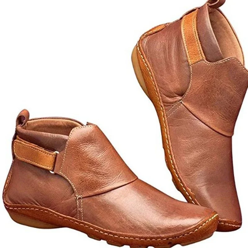 Autumn and Winter Women Nude Boots Short Chelsea Cowboy Retro Wear Casual Office 365 Black Red Leather Comfortable Free Shipping