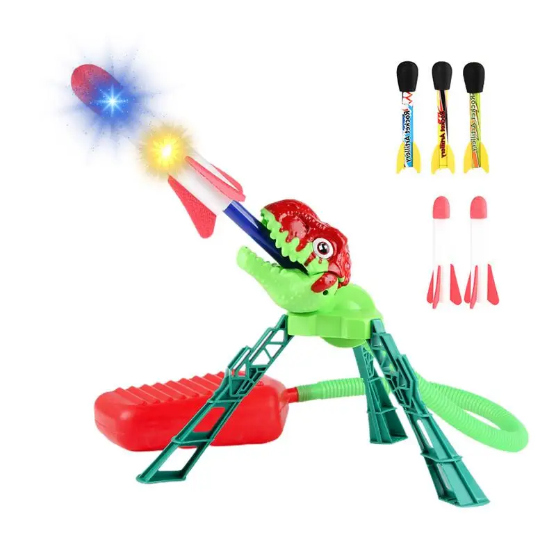 

Toy Rocket Launcher For Kids Cartoon Dinosaur Toy Launcher With 6 Foam Rockets Garden Toys Rockets Kids Toys STEM Toy Christmas
