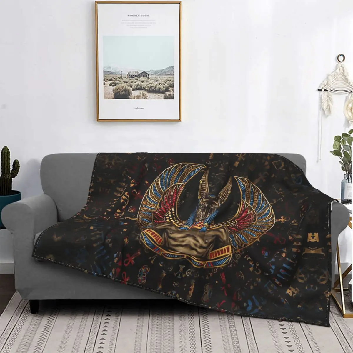 

Anubis Egyptian Flannel Blankets Ancient Egypt Awesome Throw Blankets for Bed Sofa Couch 200x150cm