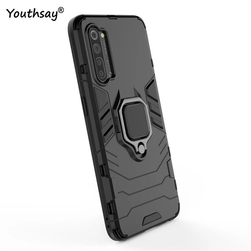 Enhanced Protective Armor Case with Finger Ring Stand and Robot Design