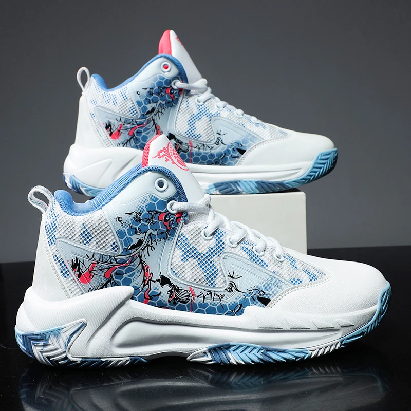 

Men's high-top basketball shoes men's cushioning lightweight basketball shoes boys non-slip breathable outdoor sports shoes