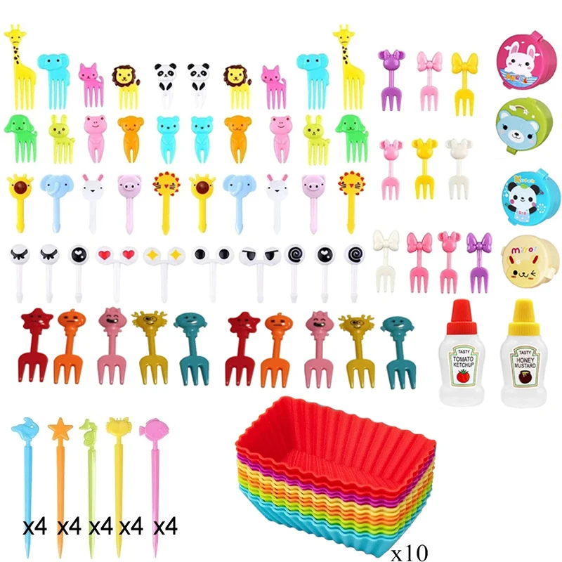 Cute Animal Snack Forks & Silicone Dividers Set for Kids