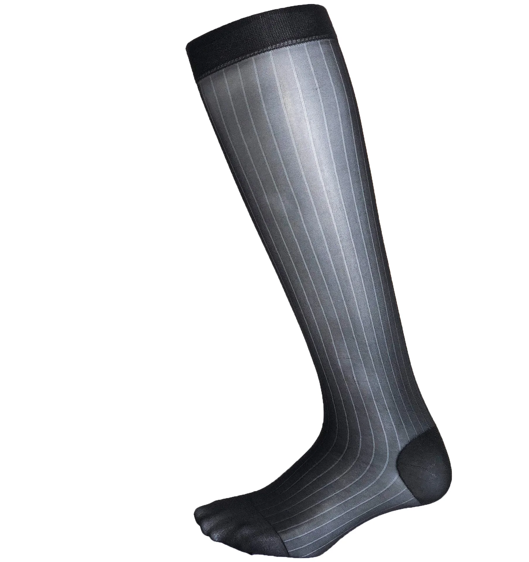 Striped Men Thin Socks Business Men's Sheer Silky Soft Nylon Socks