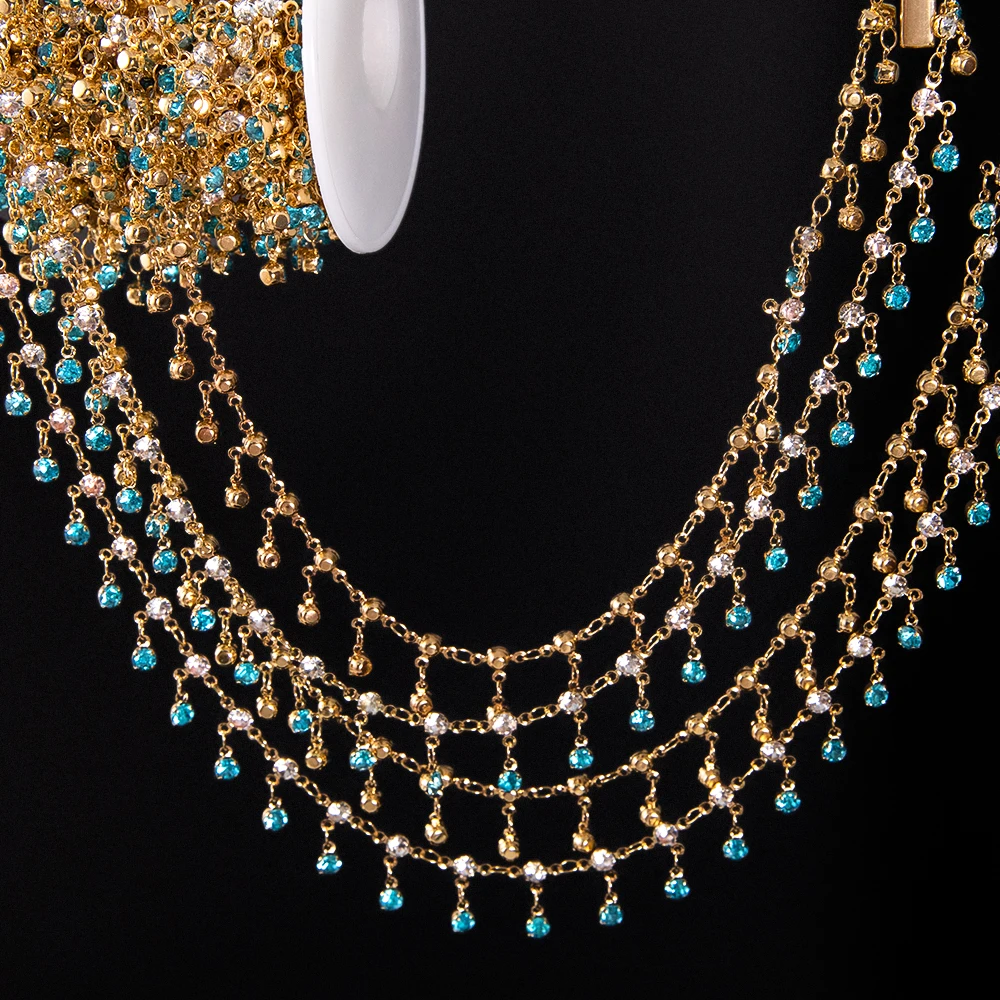 Crystal Bead Copper Chain 5