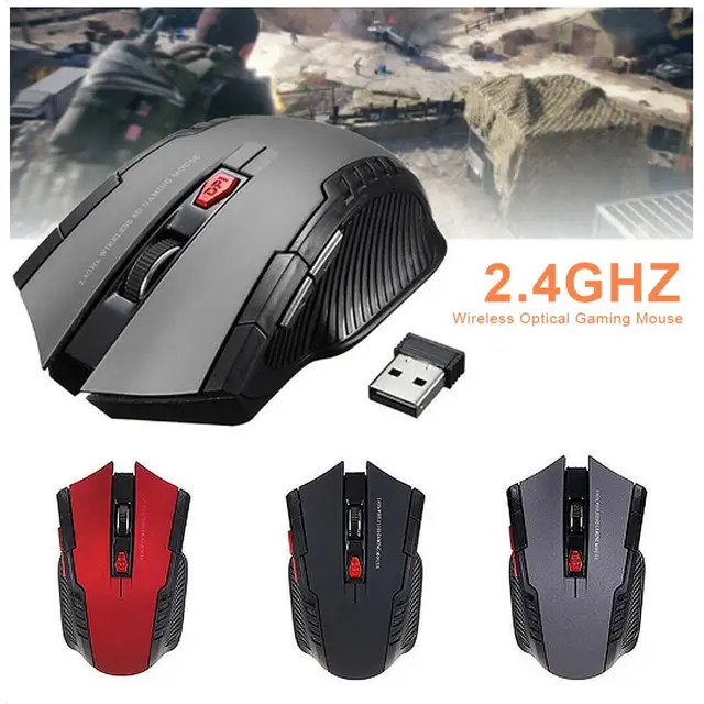 2000DPI 2.4GHz Wireless Optical Mouse Gamer for PC Gaming Laptops Opto-electronic Game Wireless Mice with USB Receiver 2