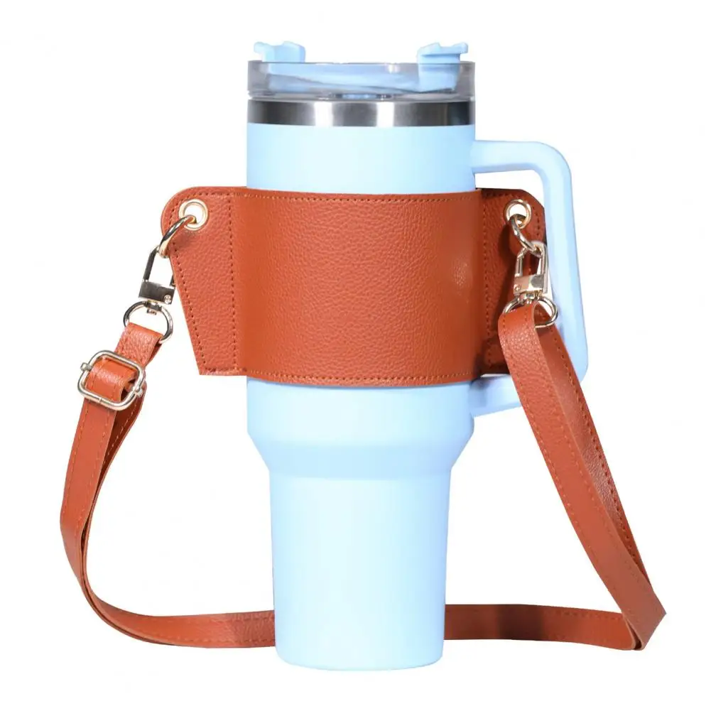 

Crossbody Water Bottle Carrier Faux Leather Water Bottle Holder with Adjustable Strap Firm Stitching Crossbody Underarm for 40oz