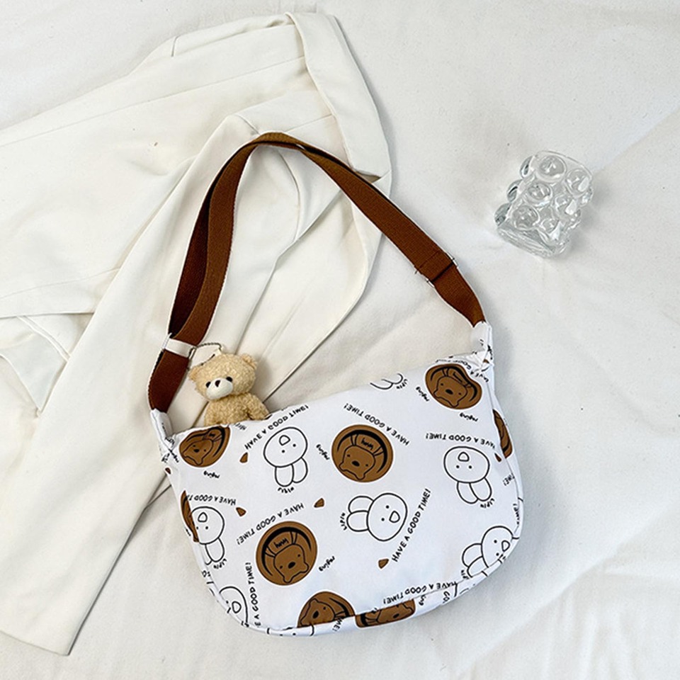 New Shoulder Bag Large-capacity Printed Canvas Rabbit Print Does Not Include Bear Pendant Messenger Bag Waterproof Handbag Party