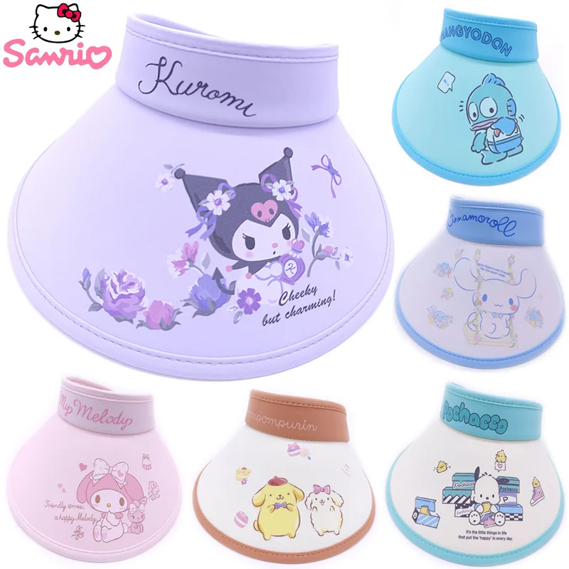 

Аниме Sanrios Hellokittys My Melody Cinnamoroll Kuromi шляпы для мальчиков и девочек Летняя печать Защита от солнца с большими полями пустая верхняя шляпа подарок