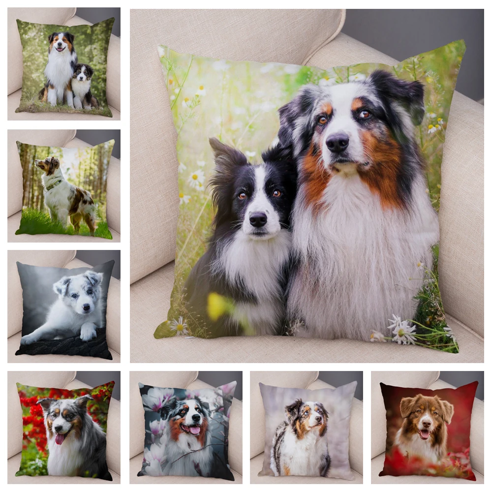

Australian Shepherd Dog Pet Animal Throw Pillow Case Cushion Cover Home Living Room Decorative Pillows For Sofa Bed Car 45*45