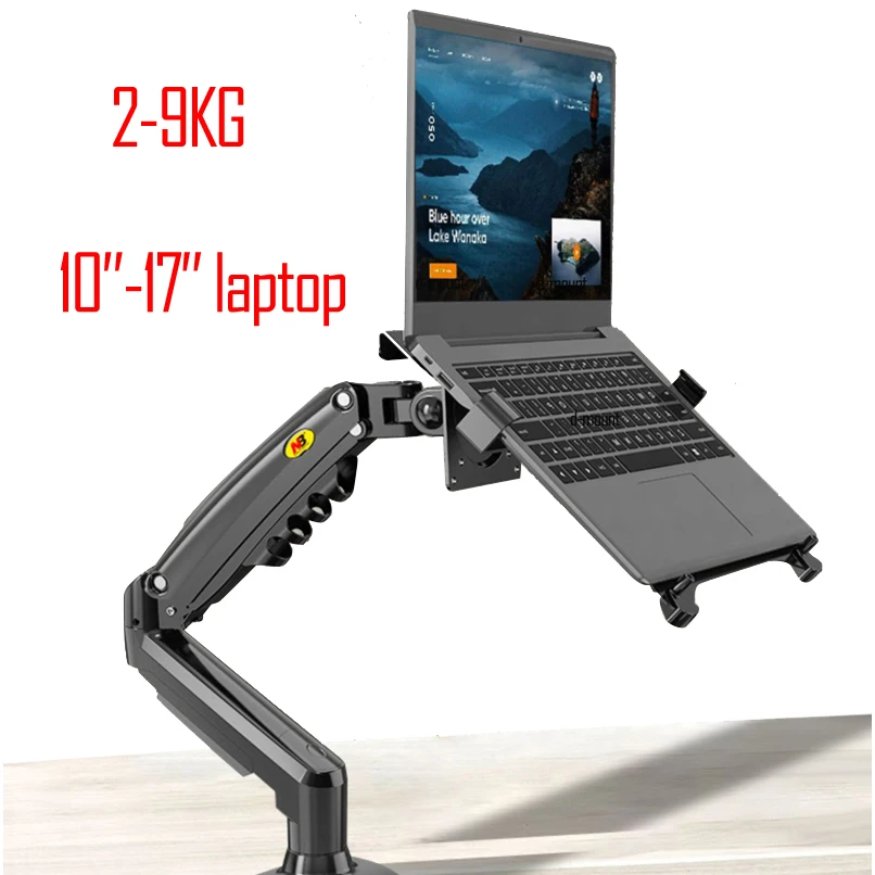 Laptop Bandeja Notebook Stand Gás Spring Braço Longo Full Motion Tilt Clamp Grommet Hole Notebook Pad 10 17 nb F80