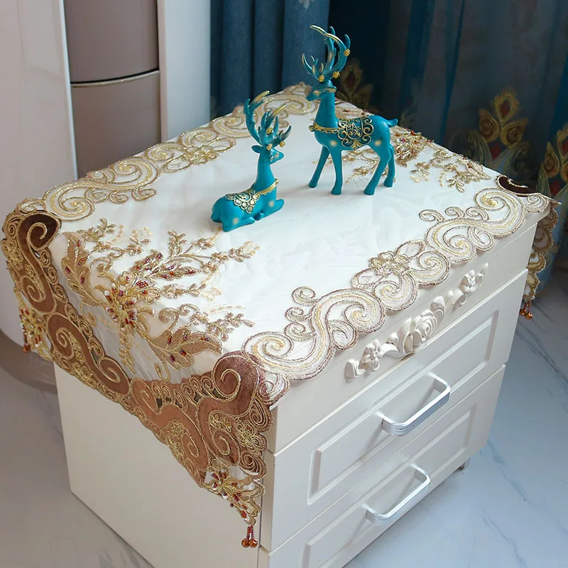 Europa bead flower ricamo bed Table flag Runner panno copertura tovaglia natale matrimonio decorazione della tavola e accessori