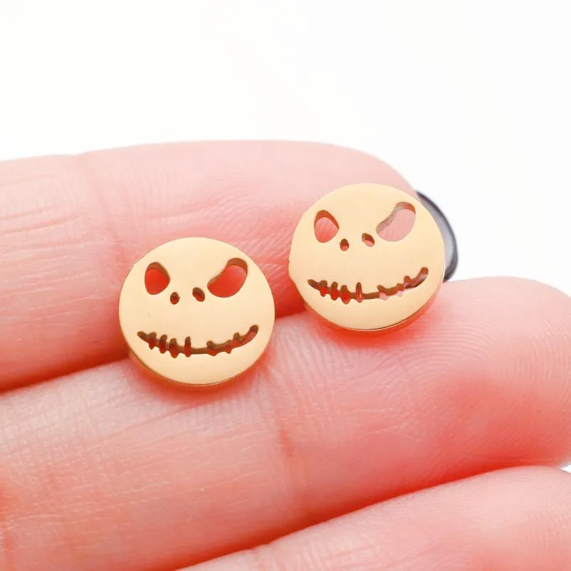 Nette Halloween Cartoon Geist Ohrringe Stud Für Frauen Edelstahl Ohr Piercing Schwarz Ohrringe Minimalistischen Kostenloser Versand – Detail 6