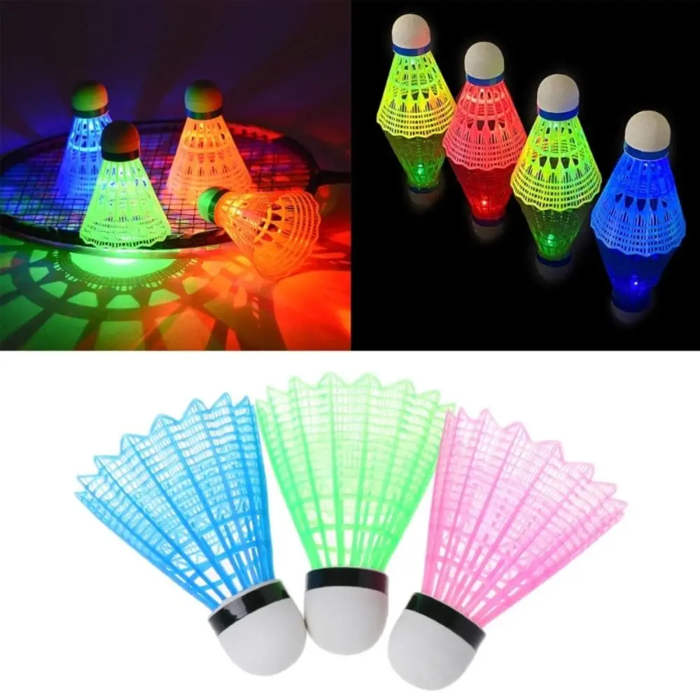 

2/3/4/8pcs LED Badminton Ball Glowing Light Up Plastic Badminton Shuttlecocks Colorful Lighting Balls Sports Training In/Outdoor