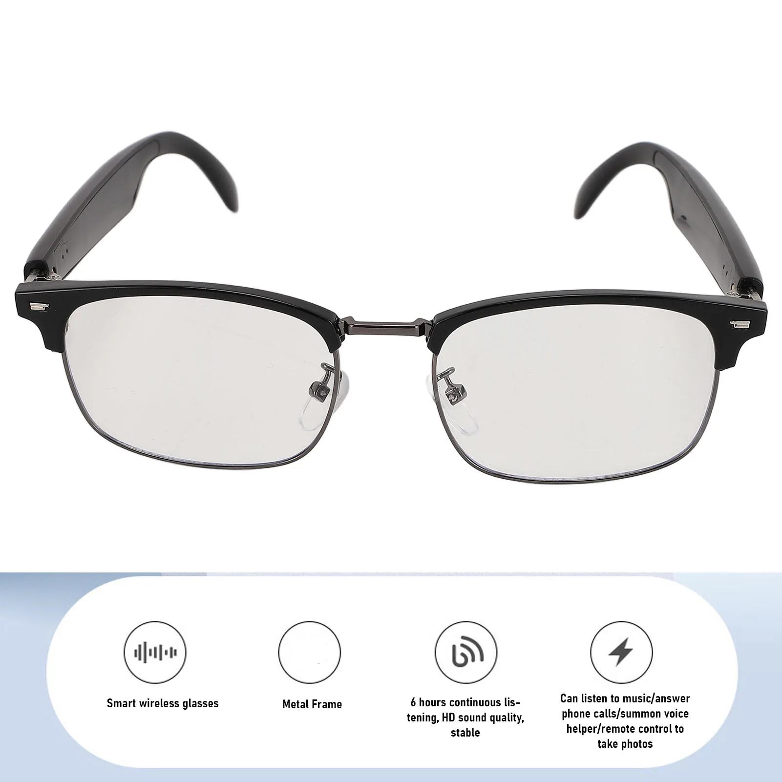 Smart Glasses Bluetooth Glasses Metal Frame Magnetic Charging Remote Photo Shooting Touch Sensor Control PC for Online Meeting 3