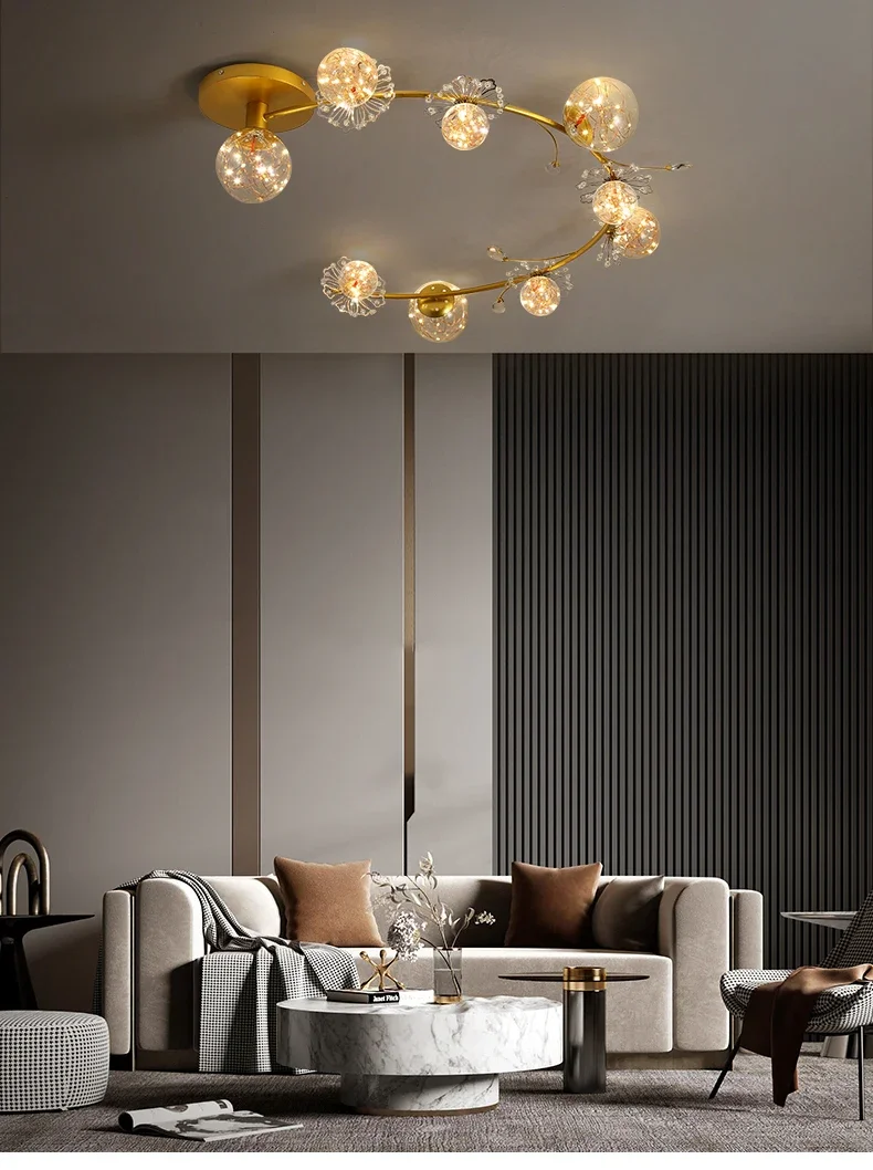 Description Picture 2 of itemModern LED Chandelier Style Design for Living Room Bedroom Dining Room Kitchen Ceiling Lamp Gold Crystal Glass Ball Star Light