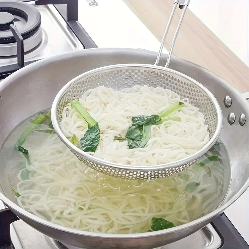 Petit passoire à huile à mailles fines, manche en bois, en acier inoxydable, filtre multifonction, tamis à farine, outils de cuisson de cuisine