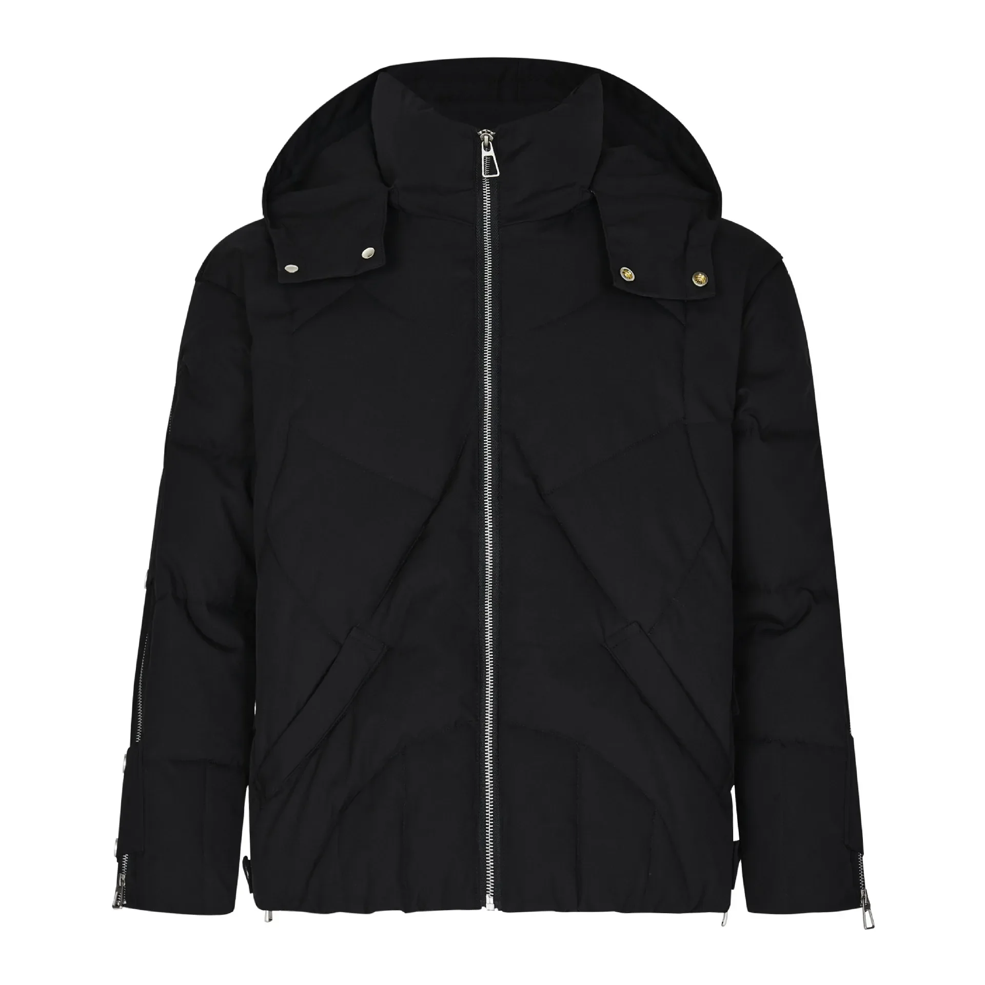 

MADEEXTREME Black Hat Detachable Parka Multi-zipper Puffer Jacket Luxury Men Winter Jacket Warm Coat