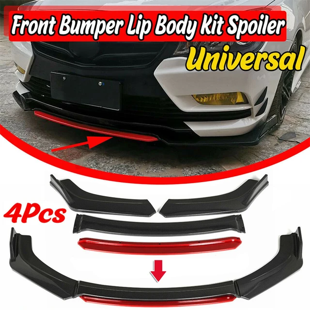 4PCS Gloss Black Universal Car Front Bumper Lip Body Kit Splitter Spoiler  Chin