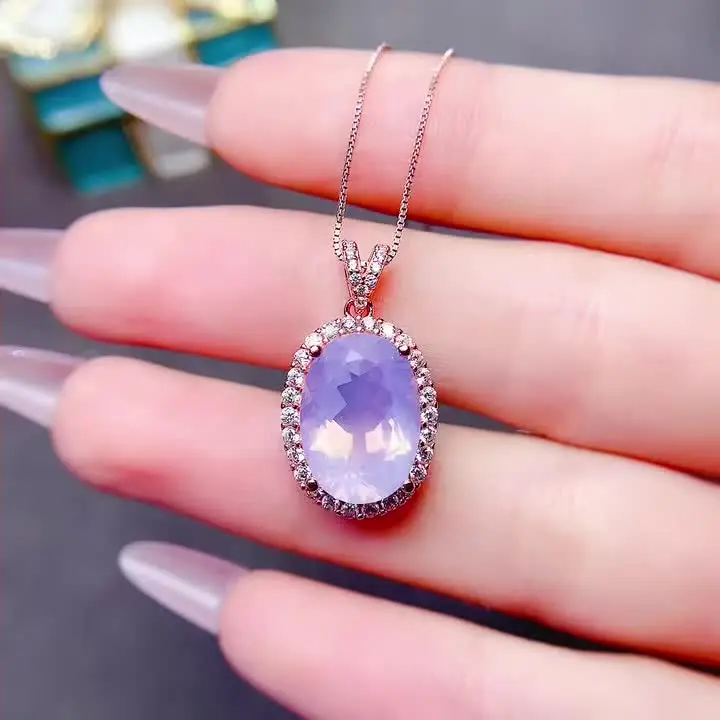 Classic Design Silver Amethyst Pendant for Party Solid 925 10mm*14mm 6ct Light Purple Natural Necklace