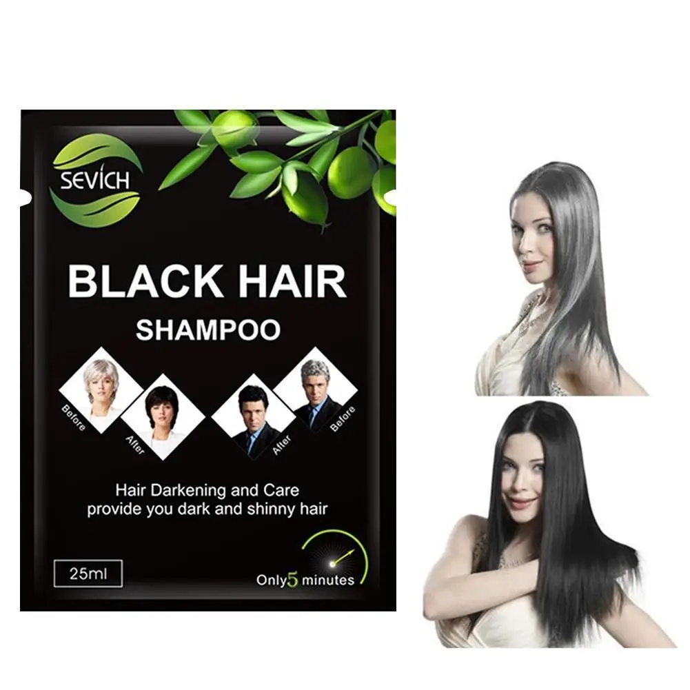 

1pc Natural Plant Black Hair Shampoo Hair Dye White Hair Darkening Black Hair Color Dye For Cover Gray White Hair 25ml